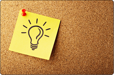 Sticky note with light bulb